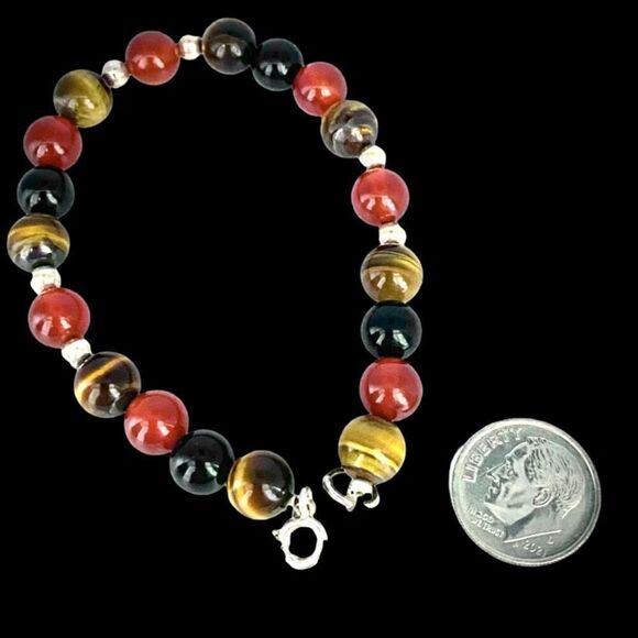 EV# Lovely Polished Stone & Sterling Bracelet - Picture 1 of 6